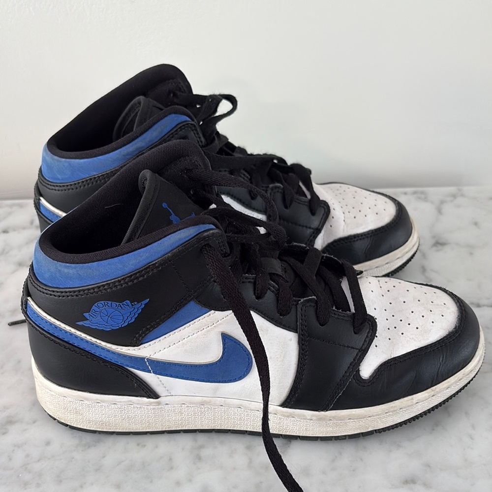 Nike Air Jordan Black, Blue, and White Sneakers